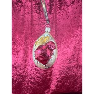 VTG Christmas Handblown Glass Ornament Hatched Magenta Chick Inge Glas Germany